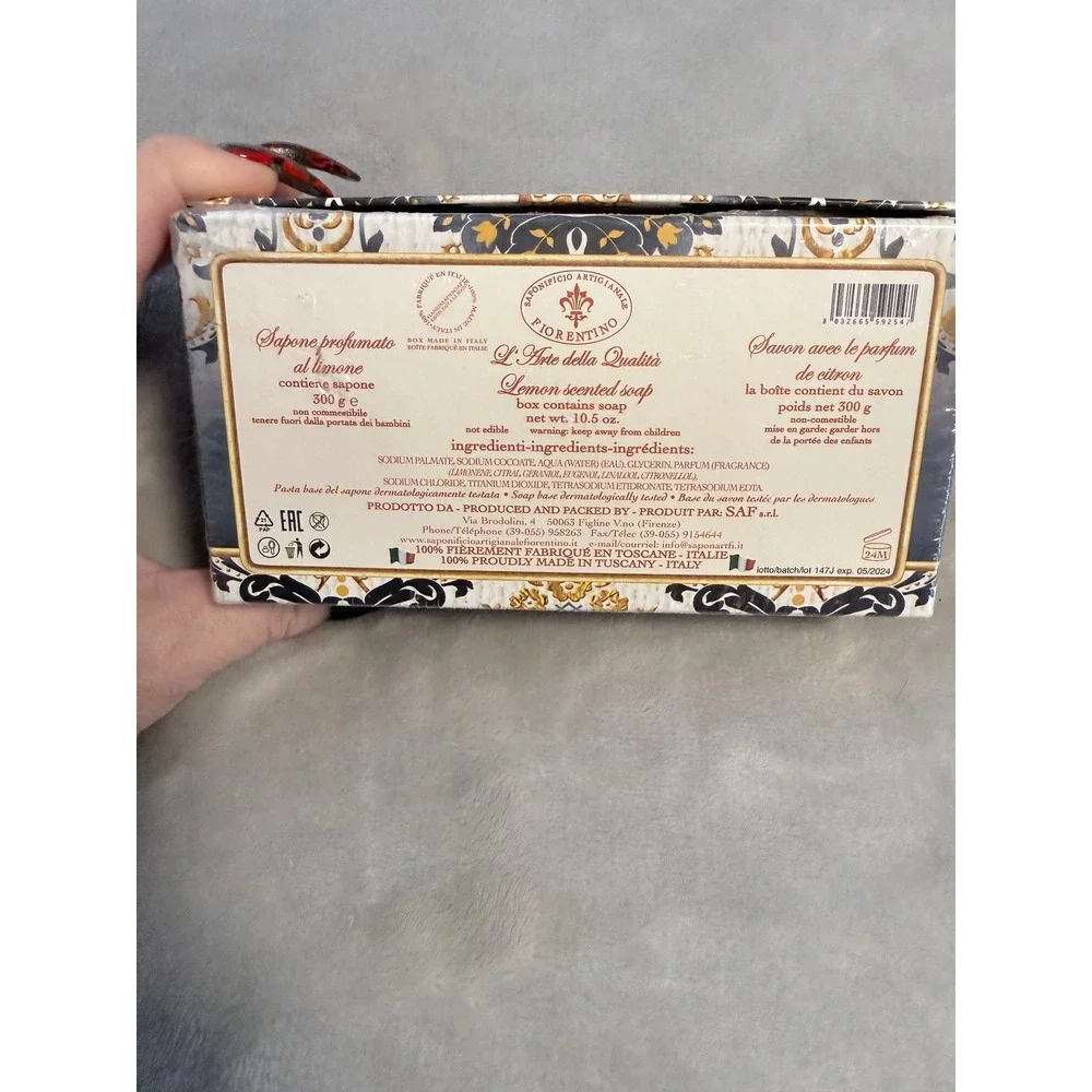 La Saponeria Firenze Lemon Scented Soap 10.5 Oz 300g Made in Tuscany Italy